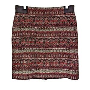 J Jill red and black southwestern style‎ pencil skirt Sz S office Career Fall